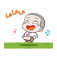 a cartoon of a boy with a pig on his shirt and the words lalala above him