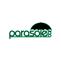 a logo for parasoles with a black umbrella on top