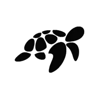 a black and white silhouette of a sea turtle swimming in the ocean .