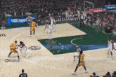 a basketball game is being played in front of a sign that says nba league pjs