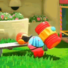 Kirby Murdering Waddle Dee With Hammer GIF