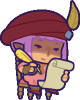 a cartoon of a person holding a piece of paper and a pen