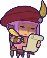 a cartoon of a person holding a piece of paper and a pen
