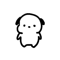 a cartoon ghost with a pink paw and a black head