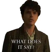 a man wearing a robe is asking what does it say