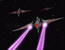 a drawing of a spaceship with purple lights coming out of it