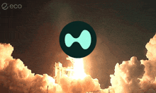 a picture of a rocket being launched with the word eco on the bottom right