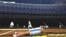 a replay sign is on the side of a soccer field