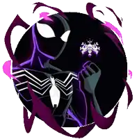 a cartoon drawing of a spider-man holding a sword in a circle