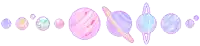 a pixel art of a row of colorful planets .