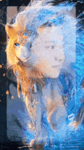 a painting of a lion with a woman 's face on it