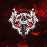 a skull is surrounded by a wreath of leaves and flowers