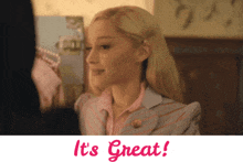 a picture of a woman with the words it 's great