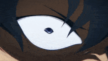a close up of a person 's eyes with a blue pupil and a white eye .