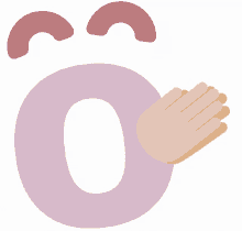 a purple letter o with a hand clapping on it