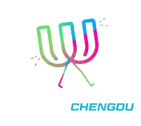 a logo for chengdu with a colorful letter w and a kite