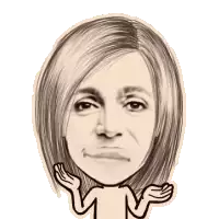 a black and white drawing of a woman 's face with her hands on her head .