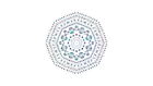 a blue , red and white circular pattern on a white background .