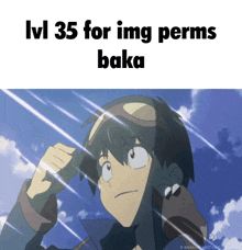 a picture of a boy with the words lv 35 for img perms baka on it