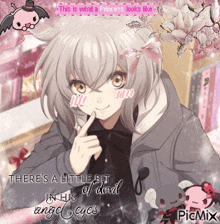a picture of a princess with the words " there 's a little bit in his angel eyes "