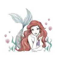 a drawing of a mermaid with red hair