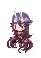 a drawing of a demon with horns and long hair