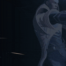 a video game character is holding a gun in his hand