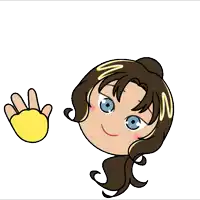 a cartoon of a girl waving her hand