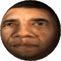 a pixelated image of barack obama 's face with a serious look on his face