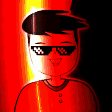 a cartoon of a man wearing sunglasses with a pixelated face