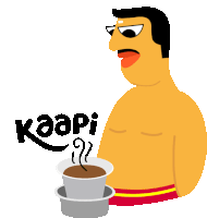 Ashok Smiles Into Coffee Sticker - Good Morning Coffee Google Stickers