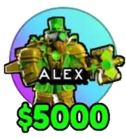 a cartoon of a leprechaun holding a gun and the name alex