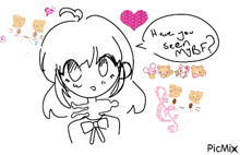 a drawing of a girl asking if she has seen her bf