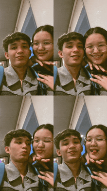 a boy and a girl are posing for a picture