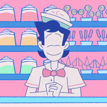 a cartoon drawing of a man wearing a hat that says c on it