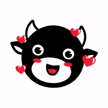 black cow red cheeks heart happy