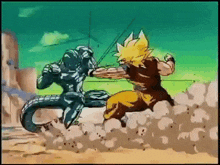 a cartoon of a man fighting another man in a desert