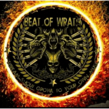 a logo for beat of wrath with a skull in the center