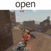 a screenshot of a video game that says open