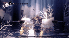 a screenshot of a video game with a rabbit on a chair