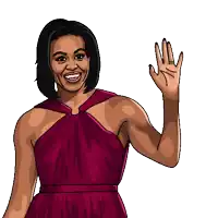 a cartoon drawing of michelle obama waving her hand