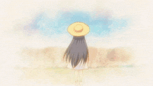 a drawing of a girl wearing a straw hat with maho film written on the bottom right