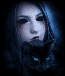 Girl Black Cat GIF