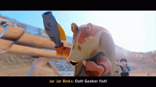 Lego Star Wars Jar Binks GIF - Lego Star Wars Jar Jar Binks Ooh Goober Fish - Discover & Share GIFs