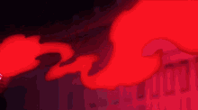 a close up of a red flame coming out of a cartoon character 's mouth .