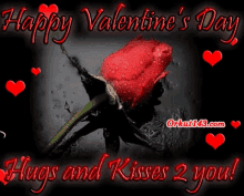 Happy Valentines Day Red Rose GIF - Happy Valentines Day Red Rose Hugs And Kisses To You GIFs