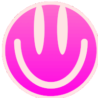 a pink circle with a white smiley face in the middle