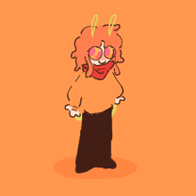 a drawing of a cartoon character with a red head