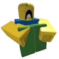 a roblox character with a crying face is holding a book .