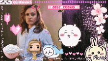 a picture of a woman surrounded by cartoon characters with the words " best friends " on the top